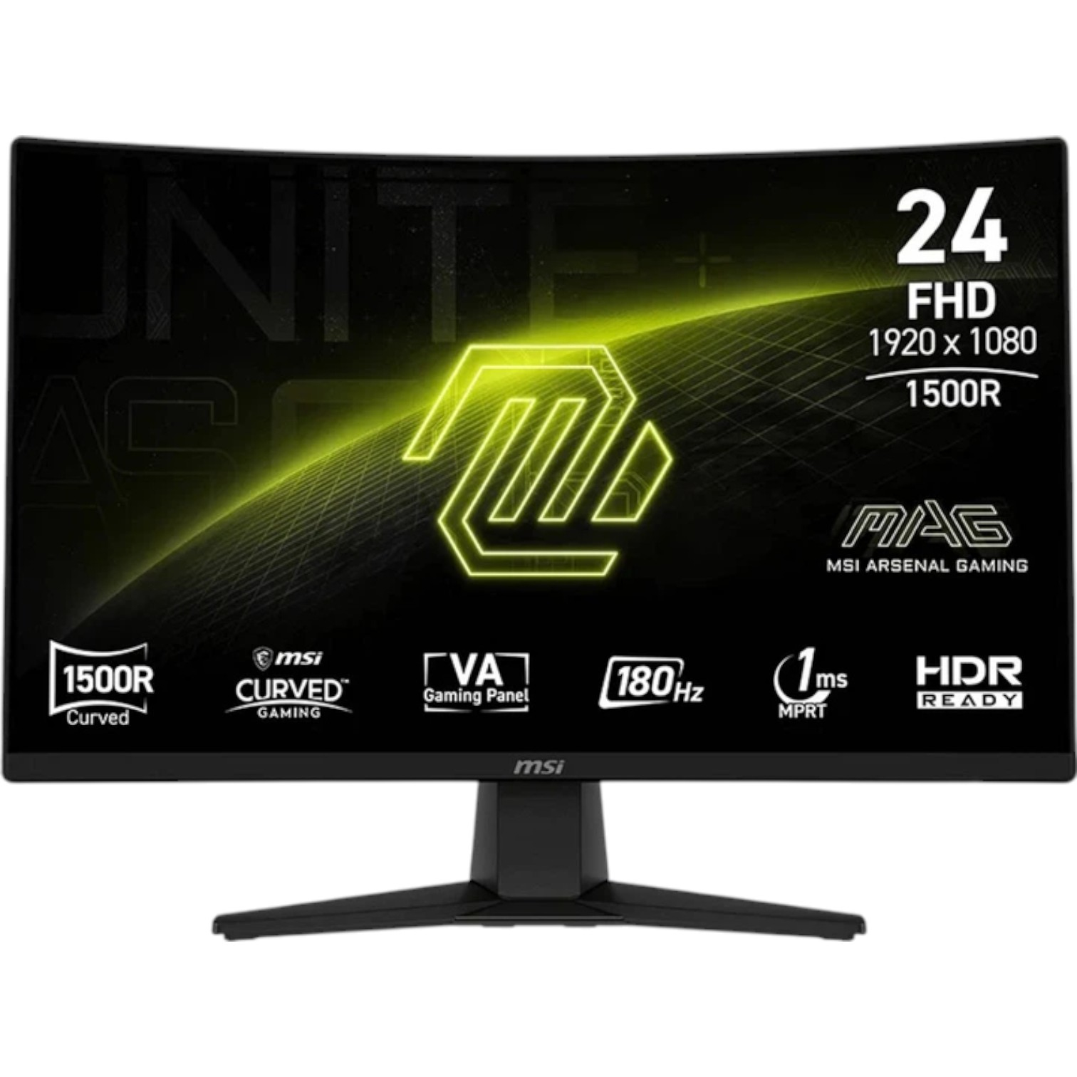Монітор ігровий 23.8" MSI MAG 244C FHD VA 180Гц / 1ms (MPRT) / HDR / Curved 1500R / HDMI   DP / 8-Bit   FRC NEW 00-00016985